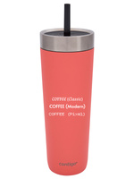 Thermobecher mit strohhalm Luxe Tumbler 720ml mit Gravur - Coral