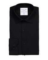 Poplinlong -Ärmel Slim Fit Black durch ID, schwarz