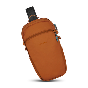 Anti-theft backpack for one shoulder Pacsafe ECO 12L - orange made of econyl.