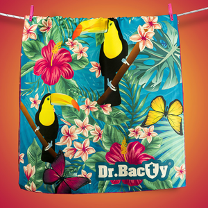 Beach towel with double-sided antibacterial coating Dr. Bacty 60x130 - toucan.
