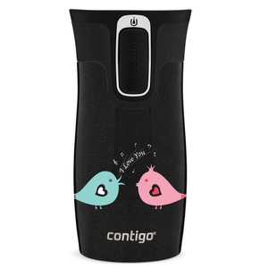 Contigo West Loop Mini Thermal Mug 300ml - Bird love - Black Metallic