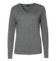 Ladies' Pullover V-New Gray Melange