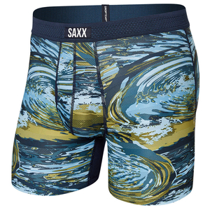 Men's cooling / sport boxer briefs with fly SAXX HOT SHOT Boxer Brief Fly water waves - navy blue.