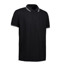 Men's polo pique Black Black Black T -shirt, black