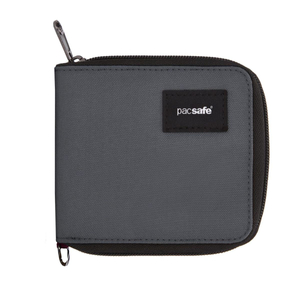 Men's small RFID Pacsafe wallet - dark gray.