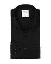 Poplinlong Sleeve Modern Fit Black by ID, Czarny