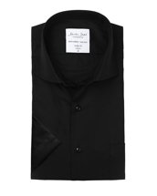 Poplinshort Sleeve Modern Fit Black by ID, Czarny