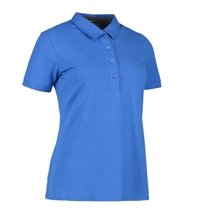 Women's polo business shirt stretch azure brand ID, blue