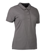Women's polo business shirt stretch silver gray brand ID, gray