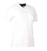 Women's polo business shirt stretch white brand ID, white