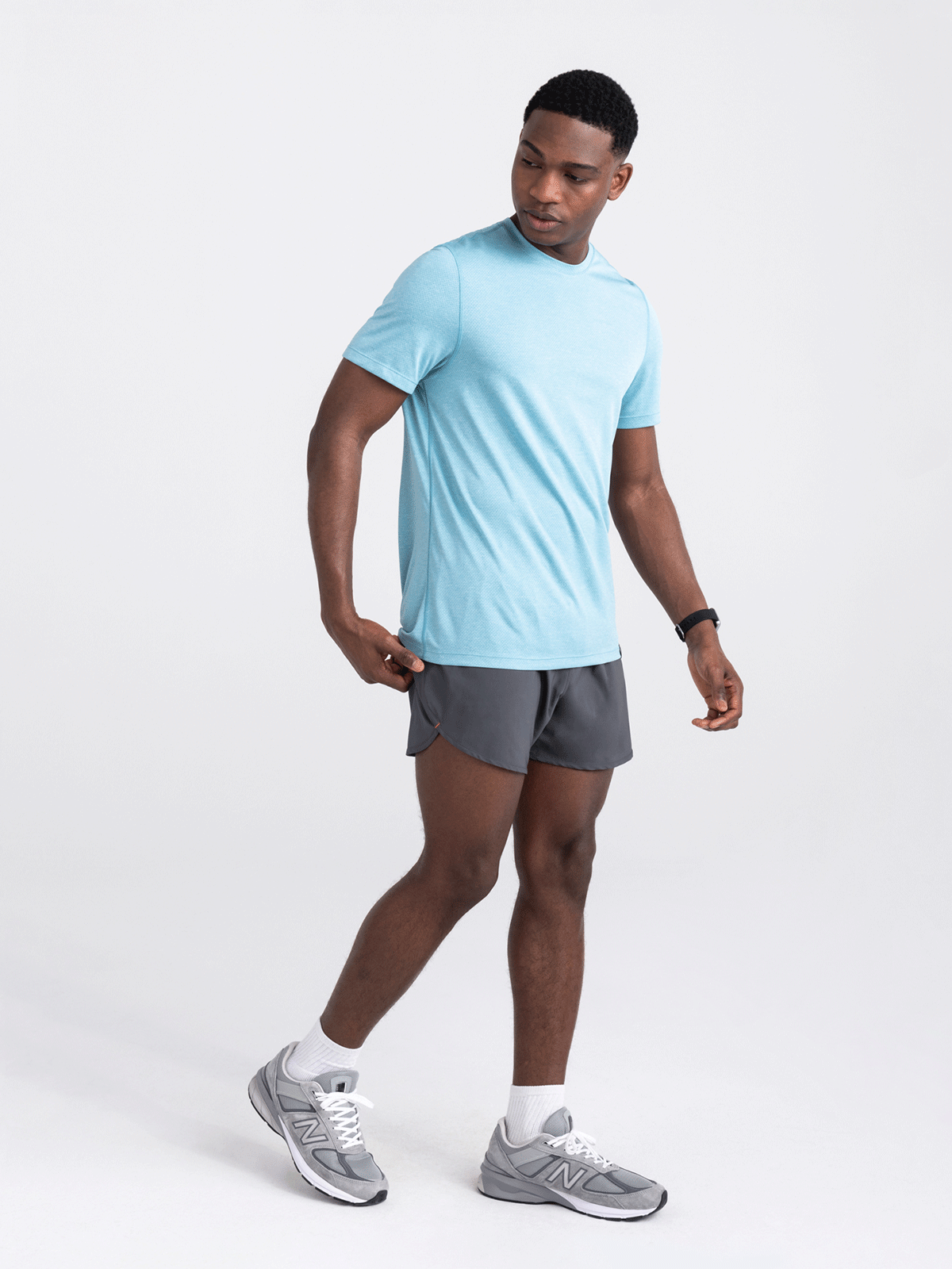 Running shorts with 2 in 1 SAXX HIGHTAIL underwear graphite