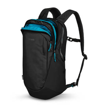 Anti-theft 25L Pacsafe ECO Econyl® hiking backpack - black.