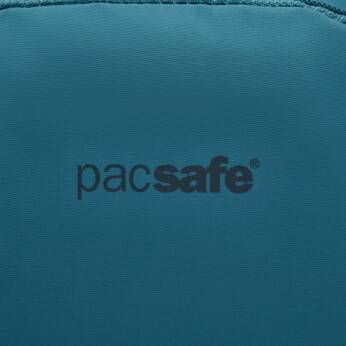 Anti-theft Pacsafe LS100 turquoise shoulder bag.