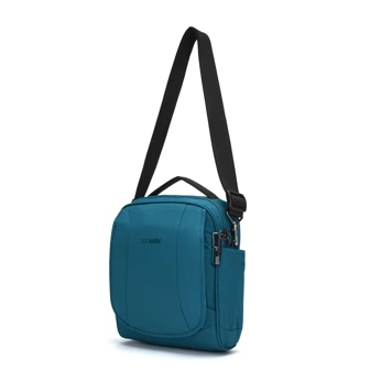 Anti-theft Pacsafe LS200 turquoise shoulder bag.