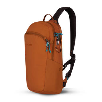 Anti-theft backpack for one shoulder Pacsafe ECO 12L - orange made of econyl.