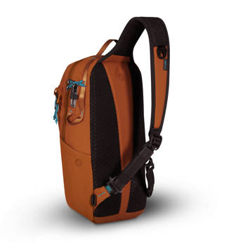 Anti-theft backpack for one shoulder Pacsafe ECO 12L - orange made of econyl.