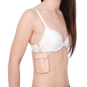 Anti-theft pouch attached to a bra - Pacsafe Coversafe S25 - pink.