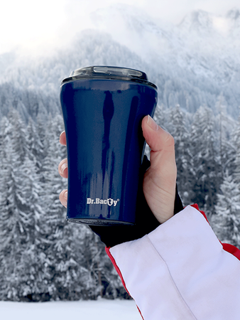 Coffee thermal mug with ceramic coating Dr. Bacty Apollo - 227 ml - blue - with your year of birth