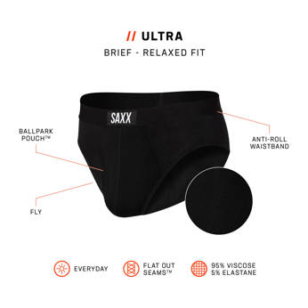 Comfortable men's SAXX ULTRA Boxer Brief Fly - black.