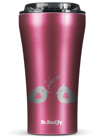 Dr.Bacty Apollo 2.0 thermal coffee mug - 360 ml - Pink - Bird love