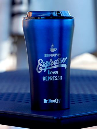 Dr.Bacty Apollo 2.0 thermal coffee mug - Espresso depresso - 360 ml - Monaco Blue