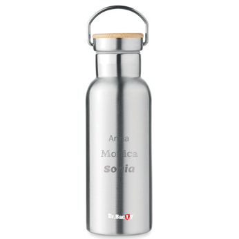 Dr.Bacty Iris 500 ml thermal bottle - silver - personalised with engraving