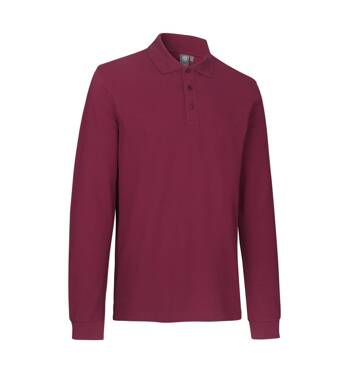 Long-sleeved polo shirt, stretch, ID brand - Burgundy