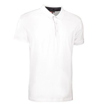 Men's Polo Business STRETCH WHITE T -shirt, ID, Biały