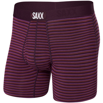 Men's SAXX ULTRA Boxer Brief with stripes - burgundy.