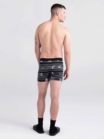 Men's breathable SAXX DAYTRIPPER Boxer Brief with shark fly - black.