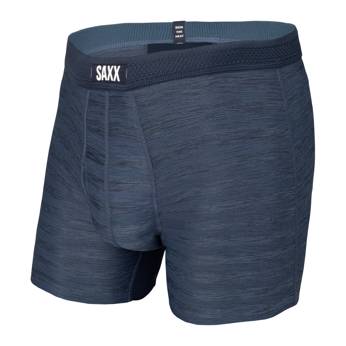 Men's cooling / sport boxer briefs with fly SAXX HOT SHOT Boxer Brief Fly in stripes - navy blue.