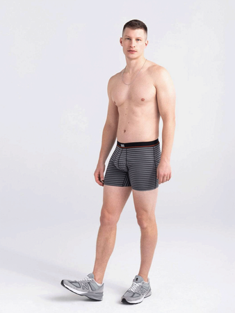 Men's elastic SAXX NON-STOP STRETCH Boxer Brief with striped fly - gray.