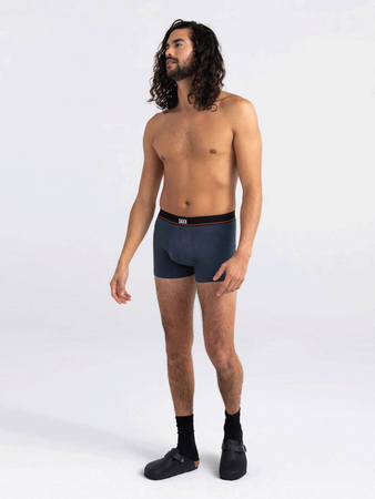 Men's elastic short SAXX NON-STOP STRETCH Trunk with fly - navy blue.