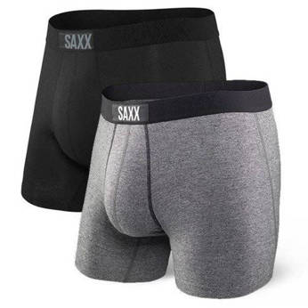 Men's quick-drying SAXX VIBE Boxer Brief set of 2 pieces - black and grey.