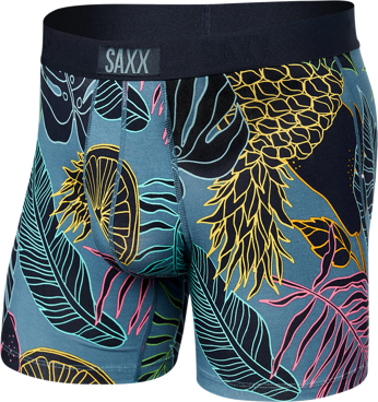 Men's quick-drying SAXX VIBE Boxer Briefs - Tropical Navy Blue.