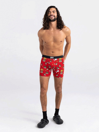 Men's quick-drying SAXX VIBE Boxer Briefs - burning cakes, red.