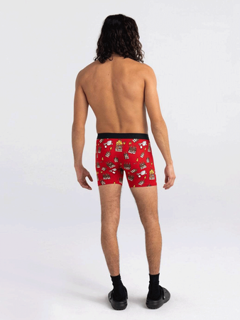 Men's quick-drying SAXX VIBE Boxer Briefs - burning cakes, red.