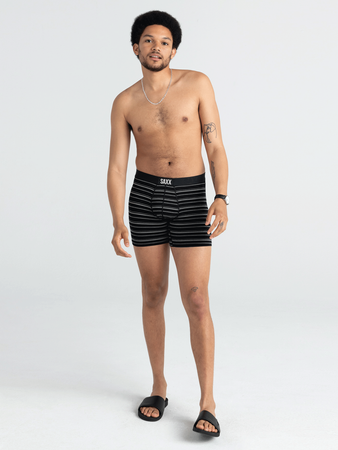 Men's quick-drying SAXX VIBE Boxer Briefs in gray stripes - black.