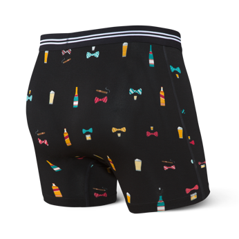 Men's quick-drying SAXX VIBE Boxer Briefs with alcohol and flies - black.