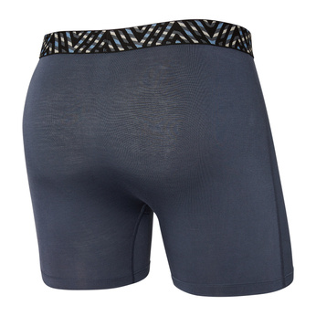 Men's quick-drying SAXX VIBE Boxer Briefs with patterned waistband - navy blue.