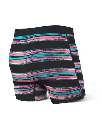 Men's quick-drying SAXX VIBE Boxer Briefs with stripes - black.