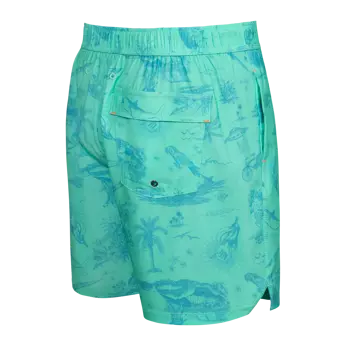 Men's swim shorts with 2-in-1 pockets SAXX OH BUOY - celestial surfing - green.