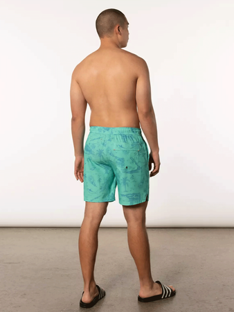 Men's swim shorts with 2-in-1 pockets SAXX OH BUOY - celestial surfing - green.