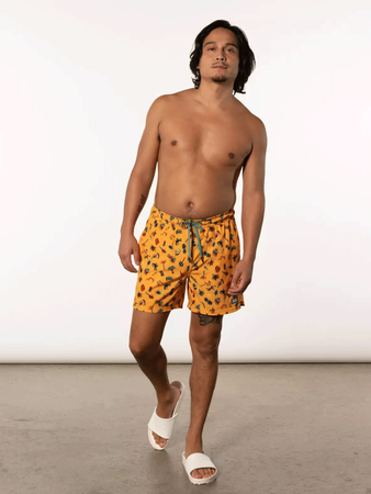 Men's swim shorts with 2-in-1 pockets SAXX OH BUOY, short, tropical island - yellow.