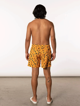 Men's swim shorts with 2-in-1 pockets SAXX OH BUOY, short, tropical island - yellow.