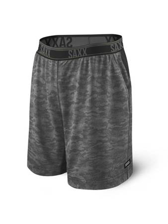 Men's training shorts with integrated 2-in-1 boxer shorts SAXX LEGEND camouflage - graphite.