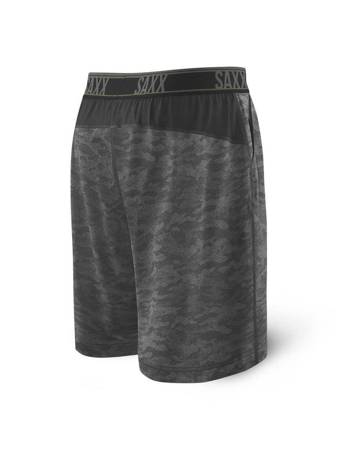 Men's training shorts with integrated 2-in-1 boxer shorts SAXX LEGEND camouflage - graphite.