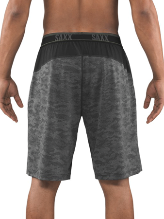 Men's training shorts with integrated 2-in-1 boxer shorts SAXX LEGEND camouflage - graphite.