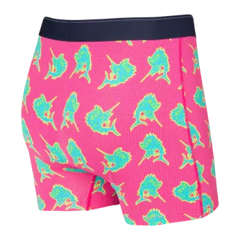 Men's trekking / sports boxers with the Saxx Quest Boxer Brief Fly pink drain