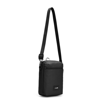 Pacsafe Go anti-theft black urban shoulder bag.